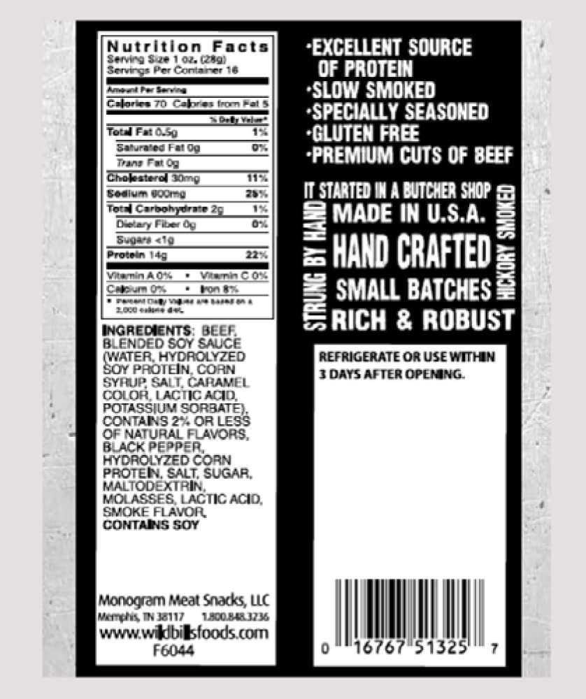 Hickory Smoked Beef Jerky Pieces – 16 oz Pack, Tender & Flavorful Snack Treat