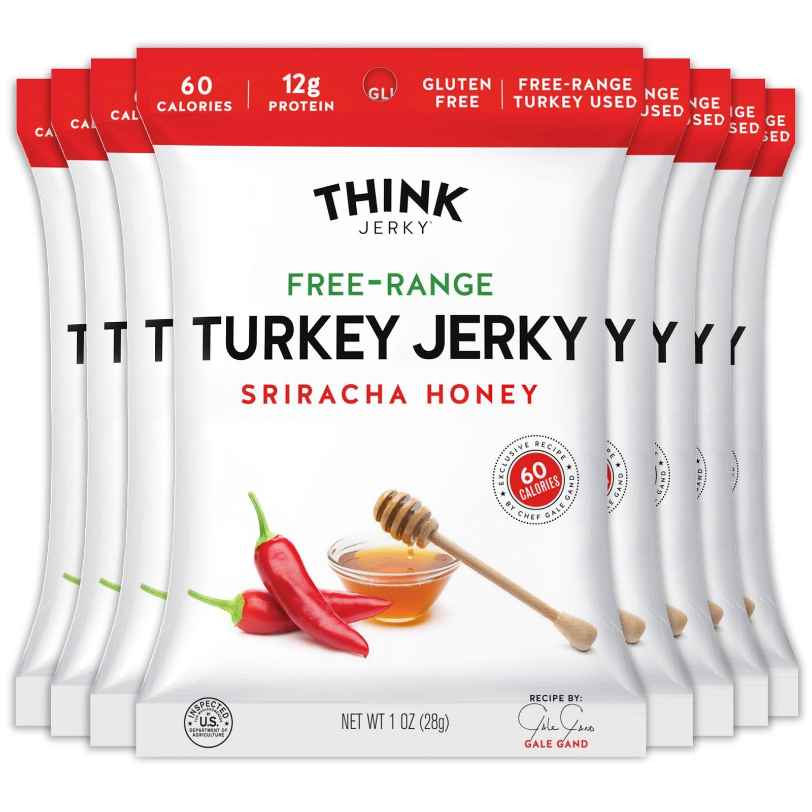 Think Jerky Sriracha Honey Turkey Jerky, Chef Crafted Free Range Turkey, Glut…