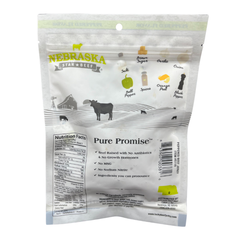 Black Pepper Beef Jerky | Pack of 12 | 3 oz | Nebraska Star Beef