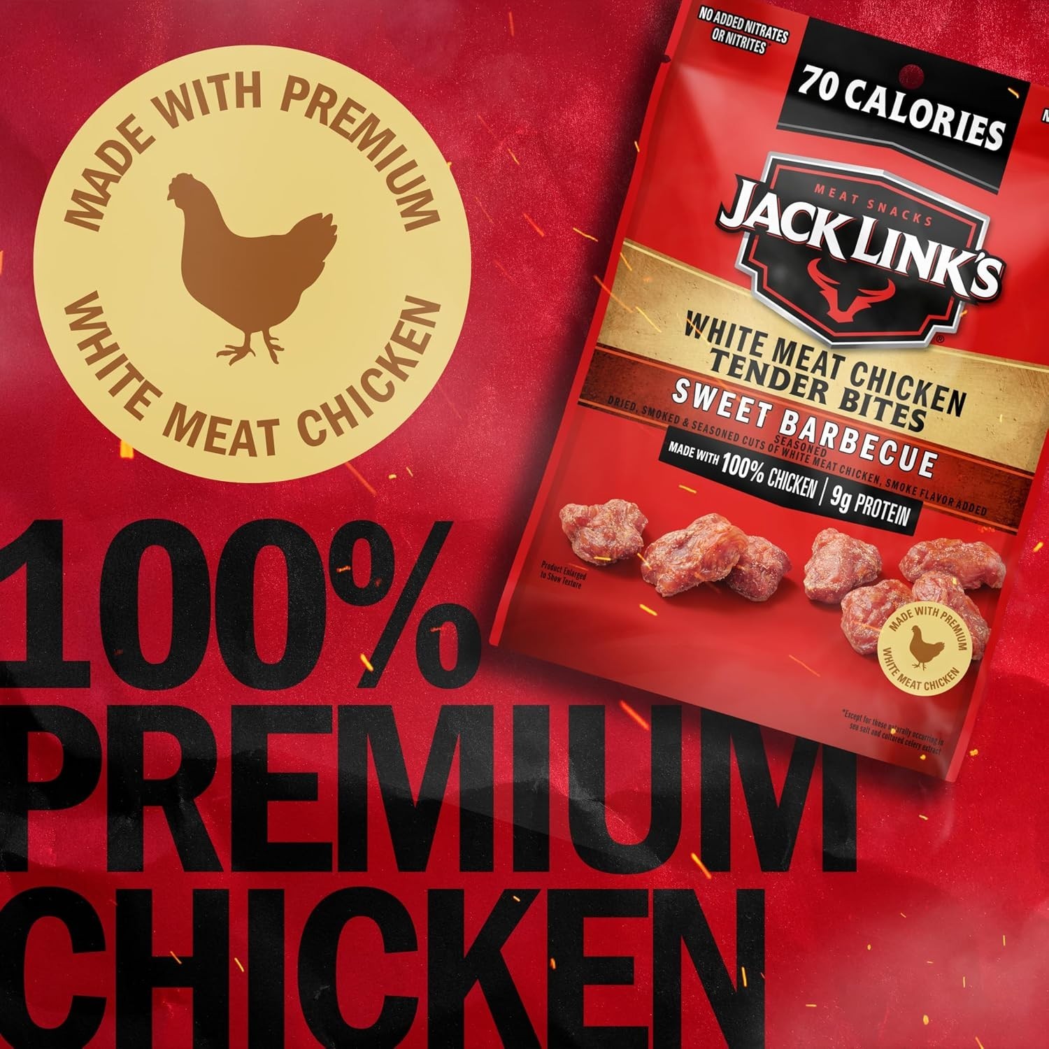 Chicken Tender Bites, Sweet BBQ, Bulk Pack – Flavorful Meat Snack for School, 9G