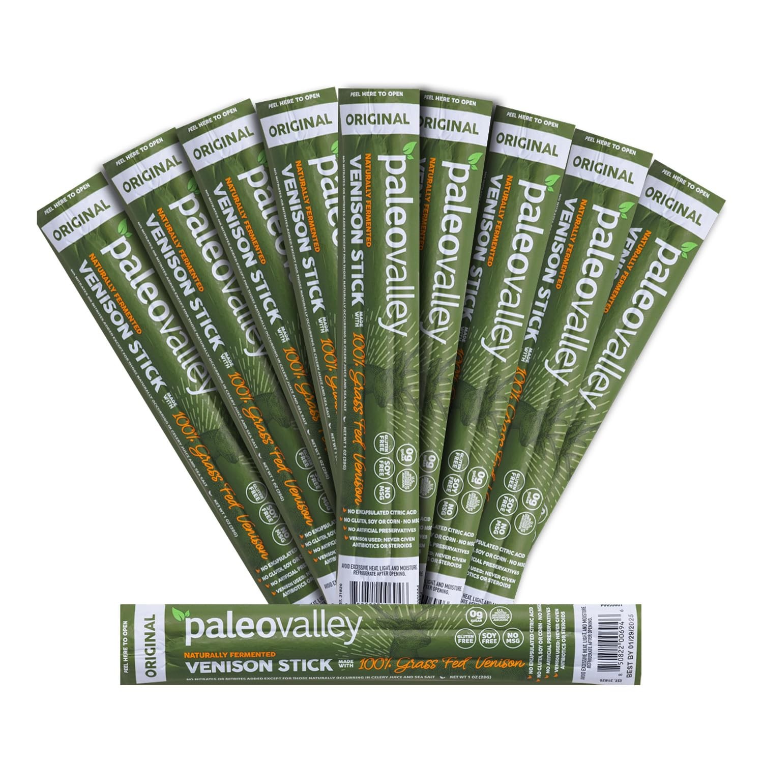 Paleovalley Venison Sticks 10 Pack – Keto, High Protein, Gluten & Nitrate Free