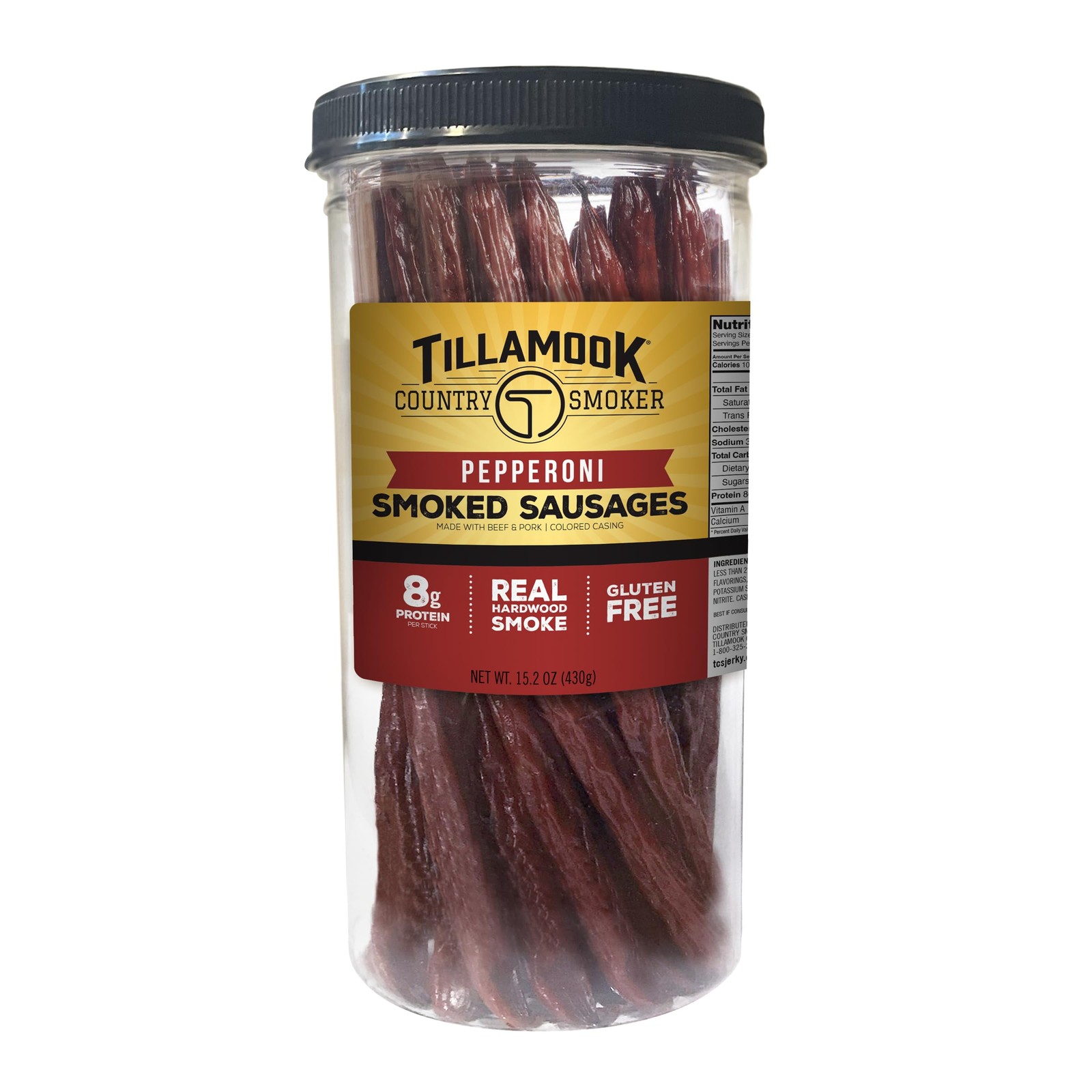 Pepperoni Meat Sticks Smoked Sausages Tall Jar 15.2oz 20 Count Protein Snacks