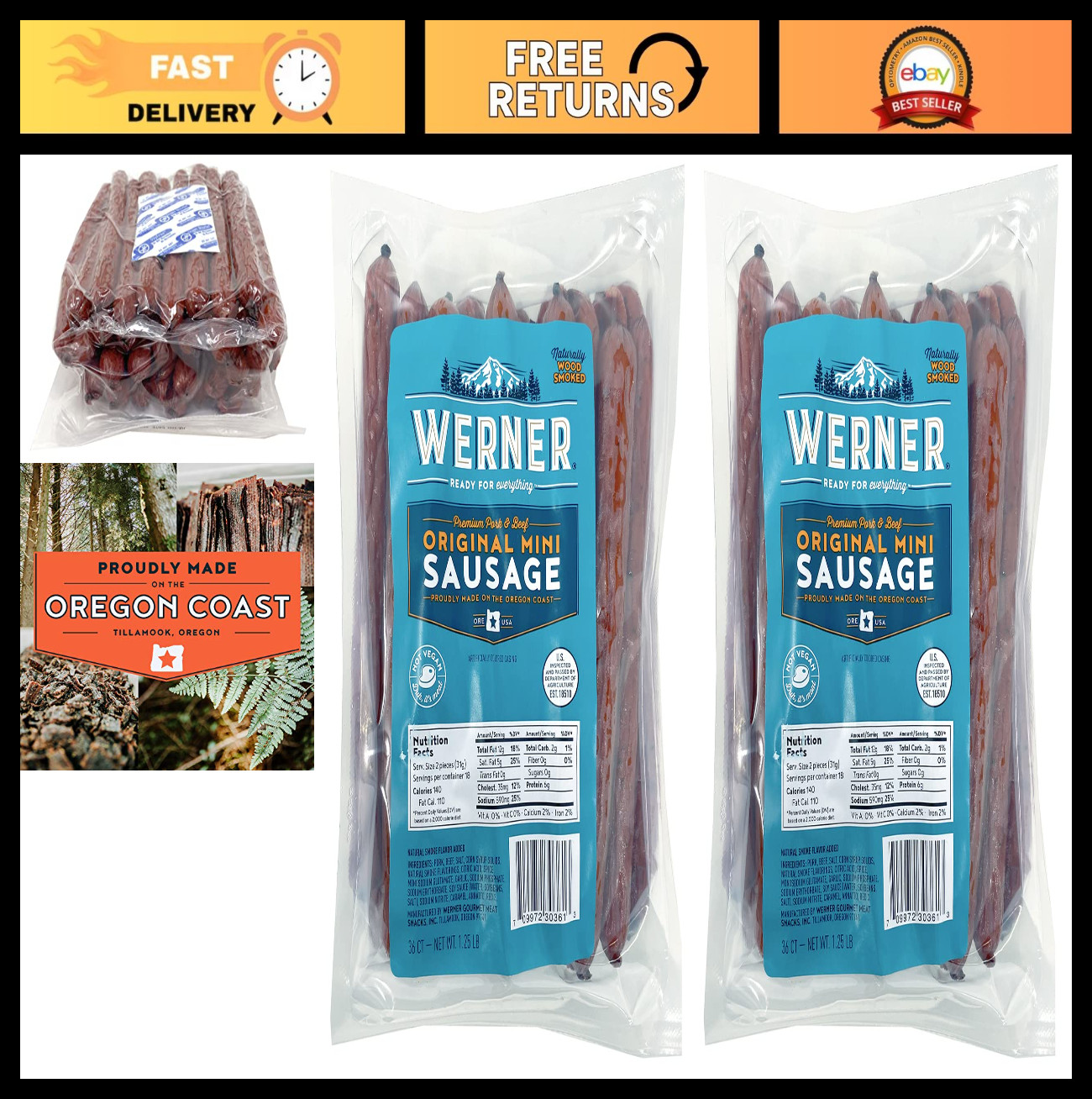 Bulk Mini Sausage Sticks – 72 Pack, 6” Meat Snacks, High Protein, Made in USA