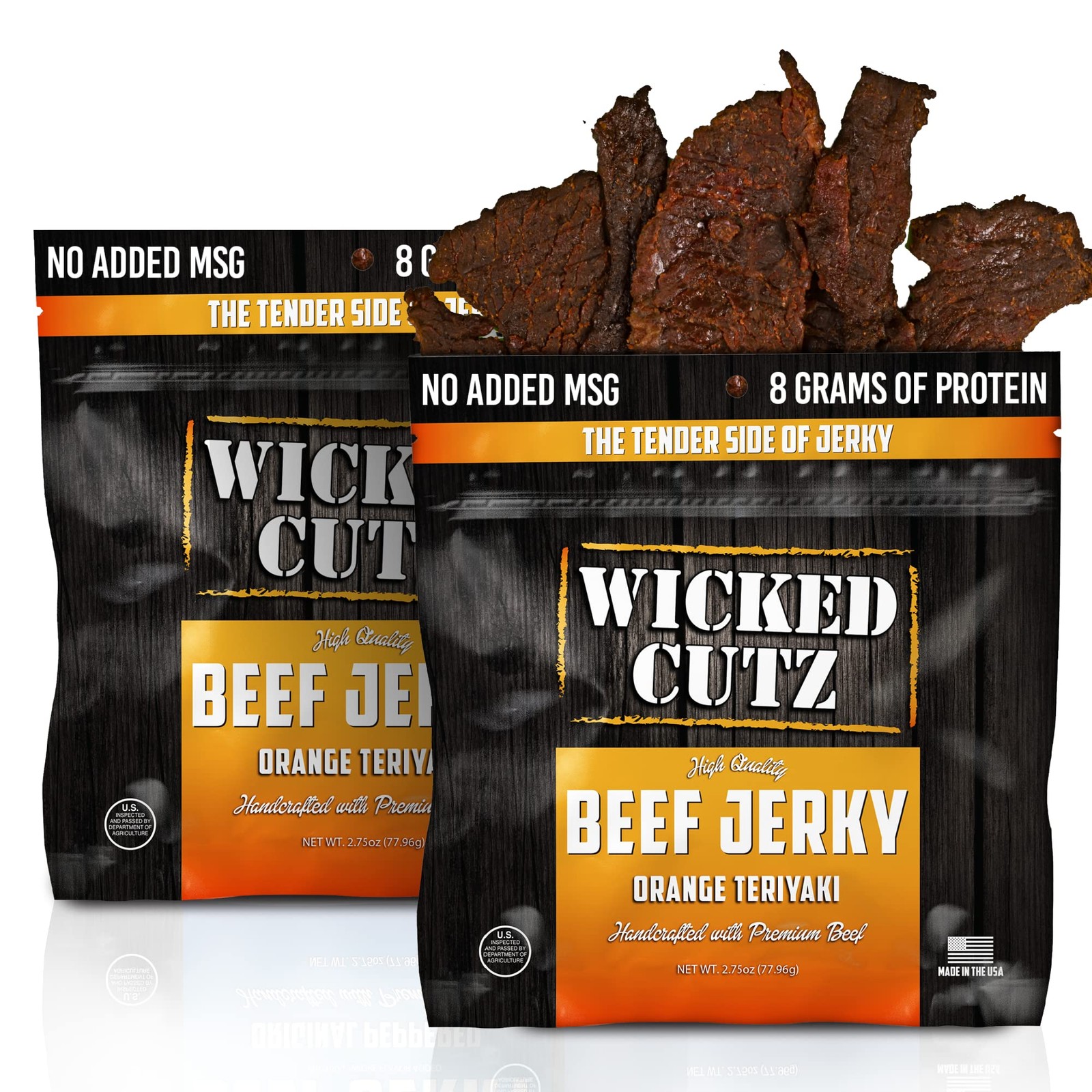 High-Protein Teriyaki Beef Jerky – 24g Protein, Tender, USA-Made Snack (2 Bags)