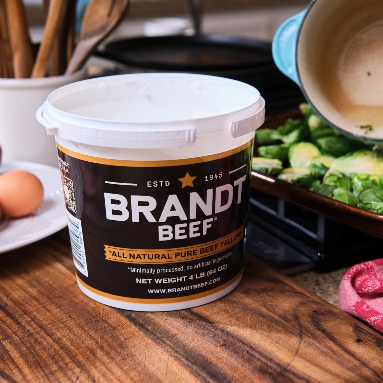 Brand Tallow – 100% Pure Beef Tallow for Cooking | 64 oz 4 lb Tub Beef Tallow…