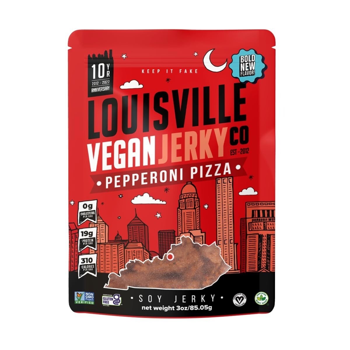 Louisville Vegan Jerky Pepperoni Pizza Meatless, Vegetarian, Gluten Free & Bold