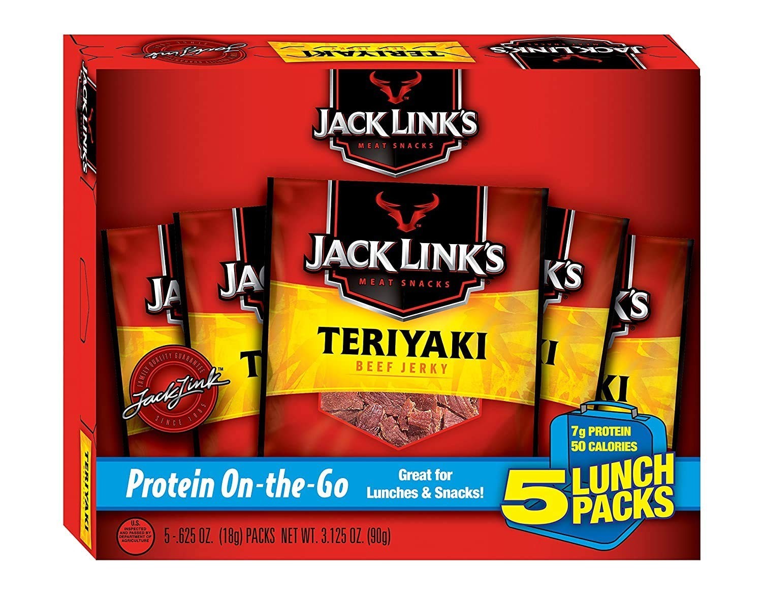 Jack Link’s Teriyaki Beef Jerky Multipack – (5 Pack) 0.625 oz Bags