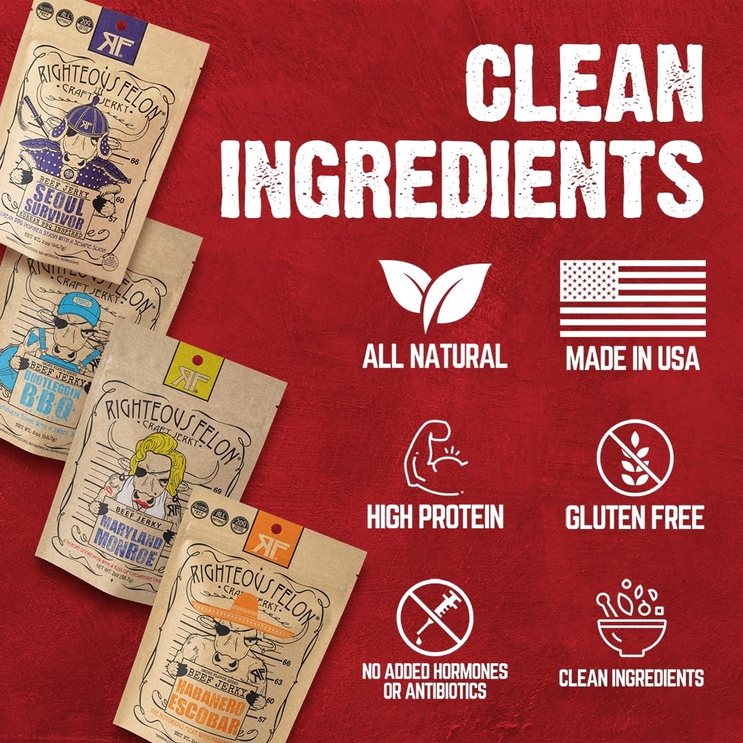 American-Made Spicy Beef Jerky – 4 Flavors