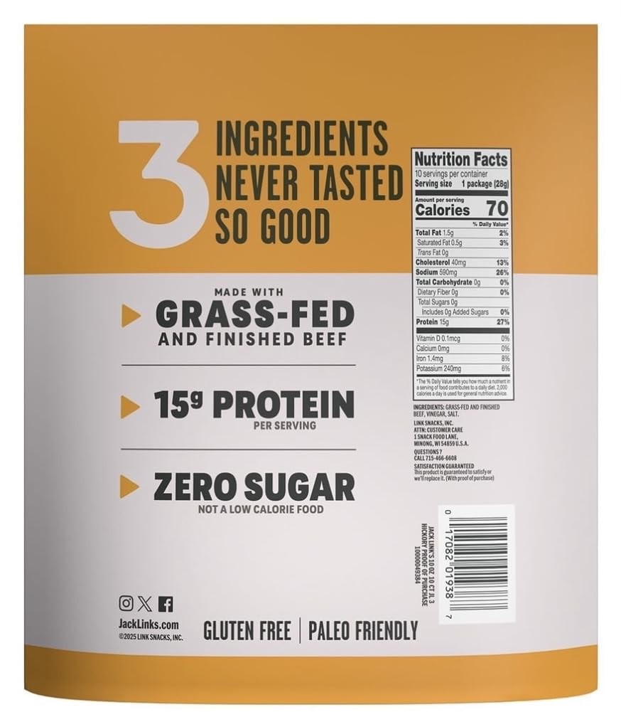 Jack Link’s Salt & Vinegar Hickory Smoked Thin Sliced Dried Beef, 15g Protein,