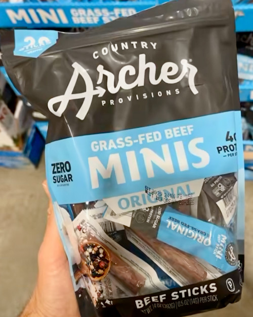 Country Archer Grass Fed Beef Sticks 28 count MINIS Original Flavor 14 Ounce Bag