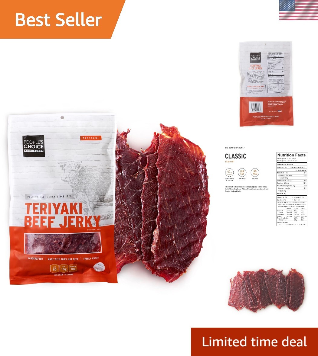 Classic Teriyaki Beef Jerky Slabs – Bulk Pack – High Protein Snack – 15 Count