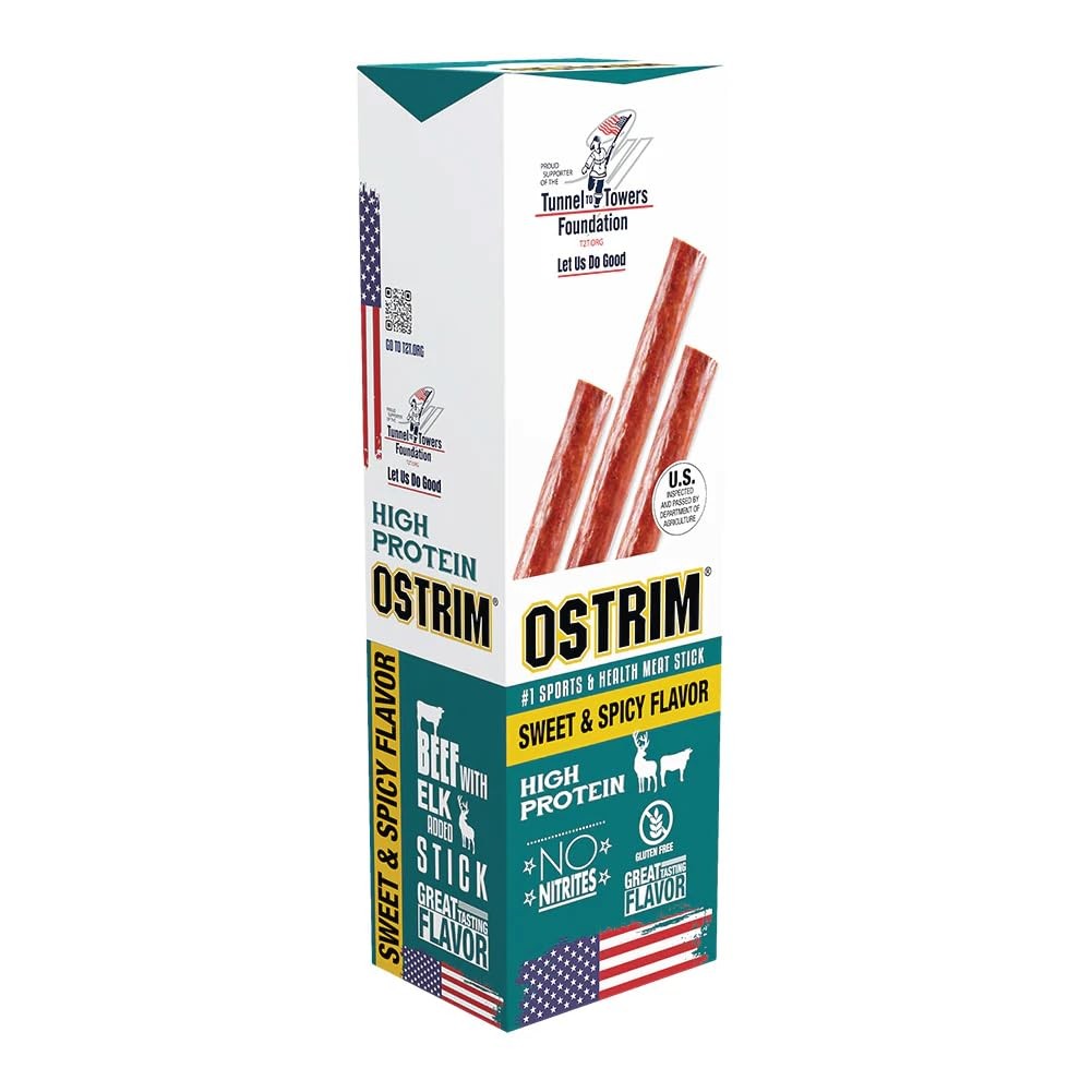 Ostrim Grass-Fed Beef & Elk Jerky Snack Sticks-Sweet & Spicy Flavor, 1.5 oz (Pac