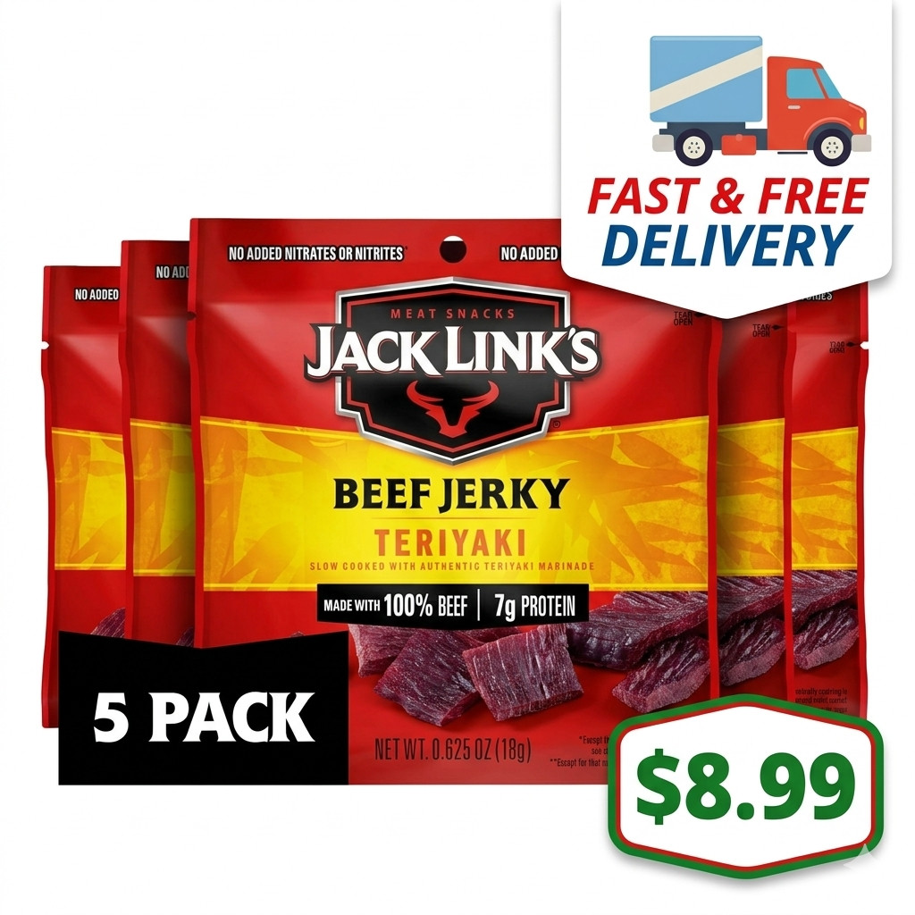 Jack Link’s Beef Jerky, Teriyaki, Multipack Bags – Flavorful Meat Snacks