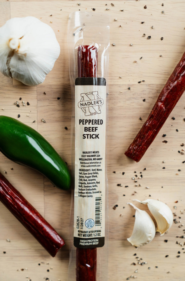 Nadler’s Beef Peppered Sticks 16 Pack 1.2oz Premium Meat Snack High Protein