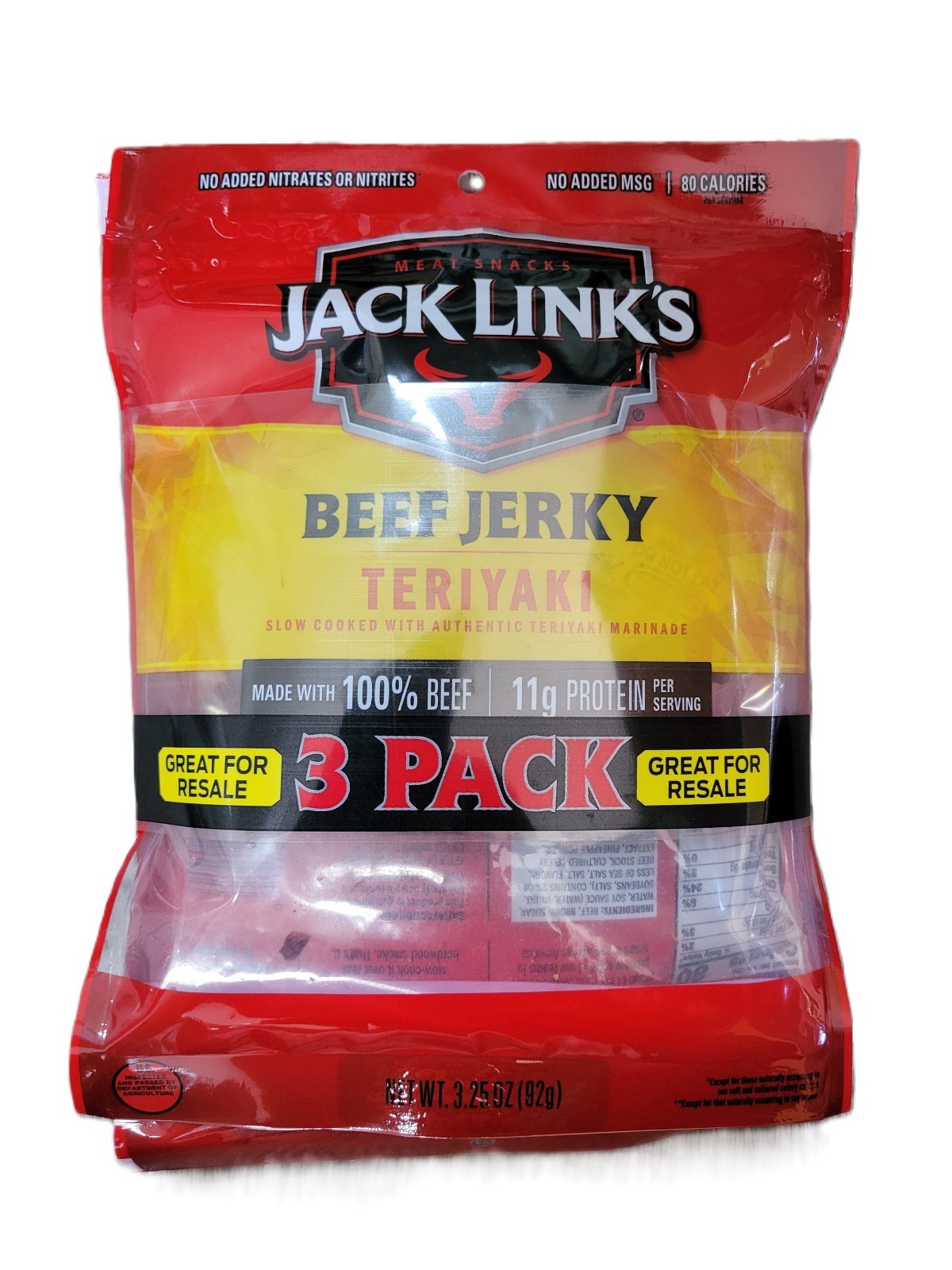 Jack Link’s Beef Jerky, TERIYAKI , 3.25 oz ( 3 Pack )