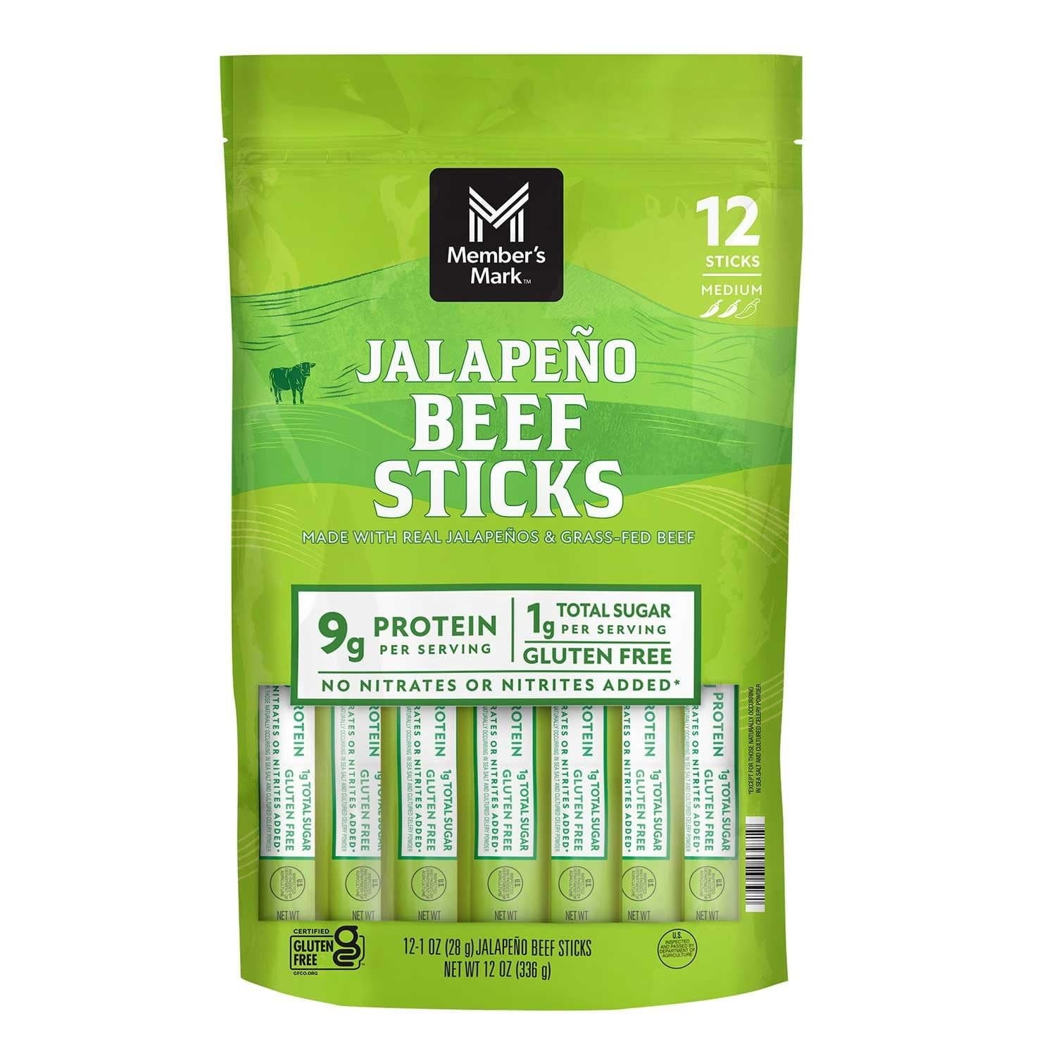 Member’s Mark Jalapeno Grassfed Beef Sticks, 1 Ounce (Pack of 12)