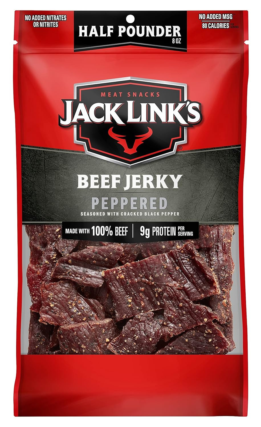 Jack Link’S Peppered Beef Jerky Half Pounder – 8 Oz Large Jerky Bag – Ready to E