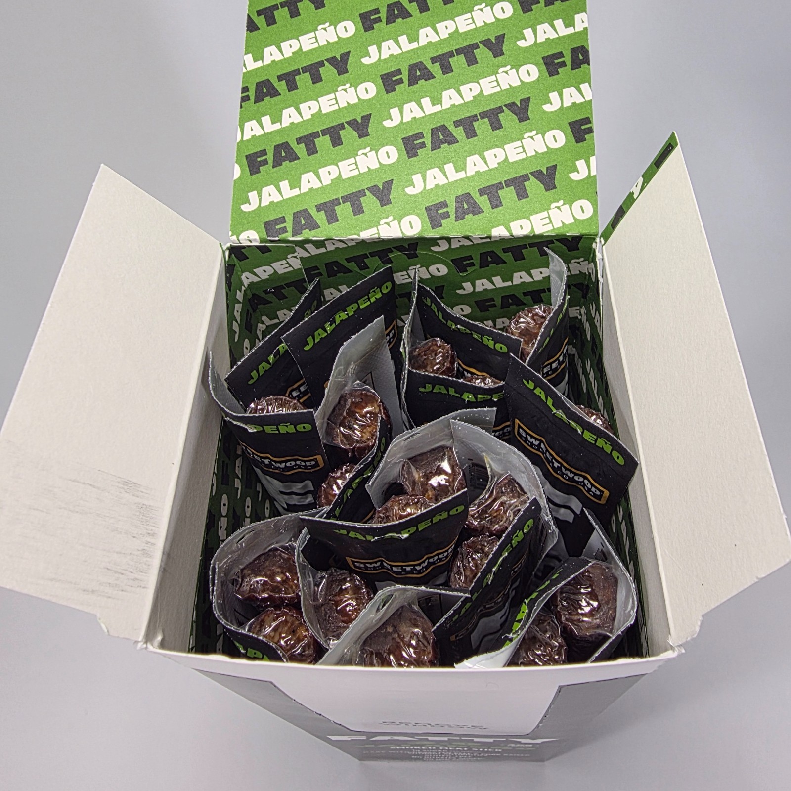 4 Sweetwood Fatty 3.0 Jalapeno Smoked Meat Sticks 20ct BOX (80ct) NEW, EXPIRED