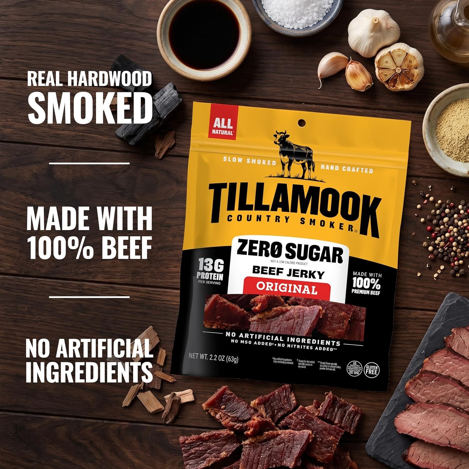 Gluten-Free Zero Sugar Beef Jerky, 2.2 Ounces of Flavor
