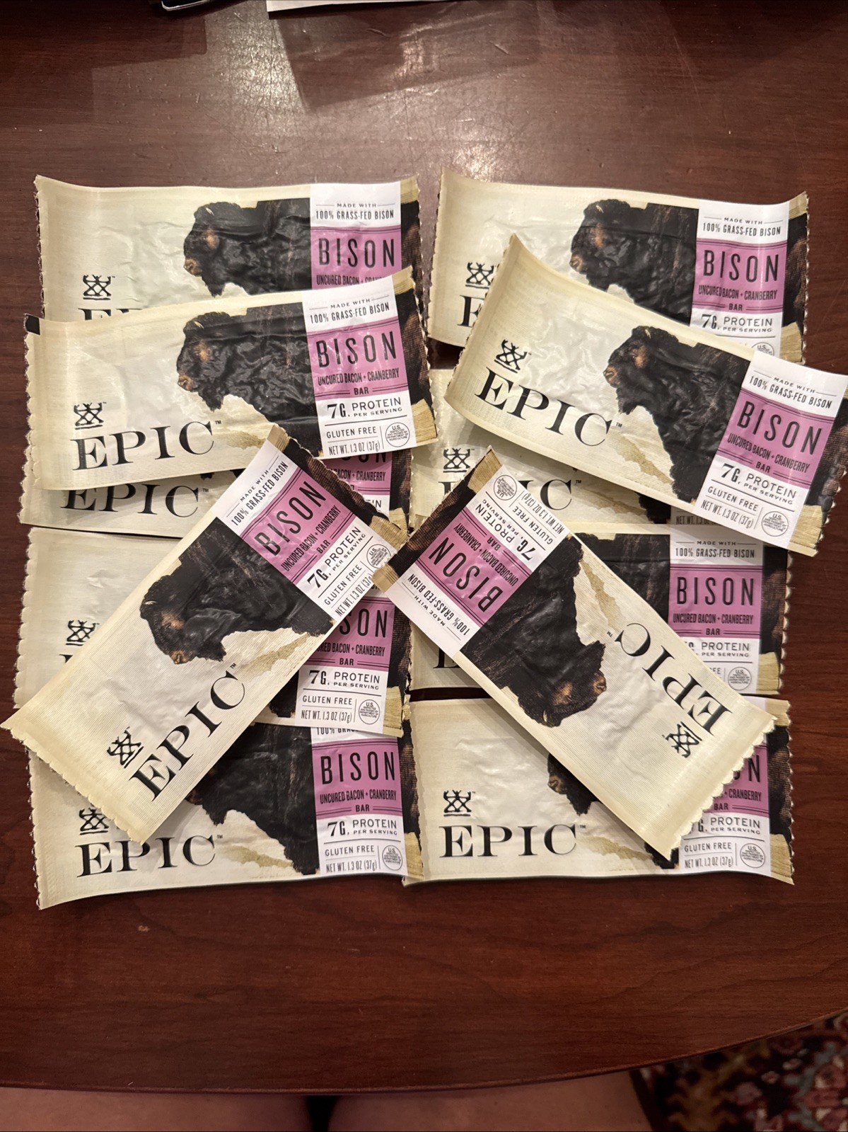 12 Epic BISON Bacon Cranberry Bar 1.3oz 7g Protein GlutenFree 04/28/2027 Non-GMO