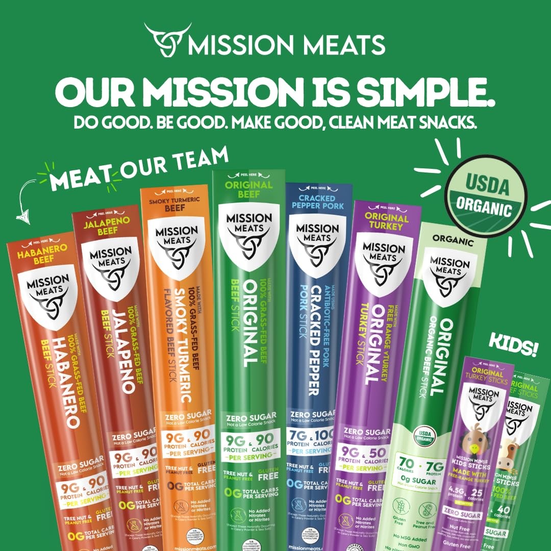 Mission Meats Turkey Sticks, 100% Free Range 1 Count (Pack of 24)