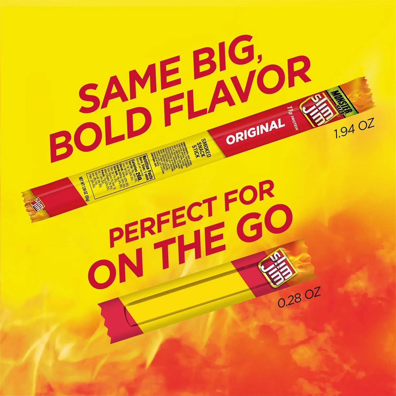 Slim Jim Original 0.28 oz 120 Pack | Bulk Beef Jerky Snack Sticks | Great Prize