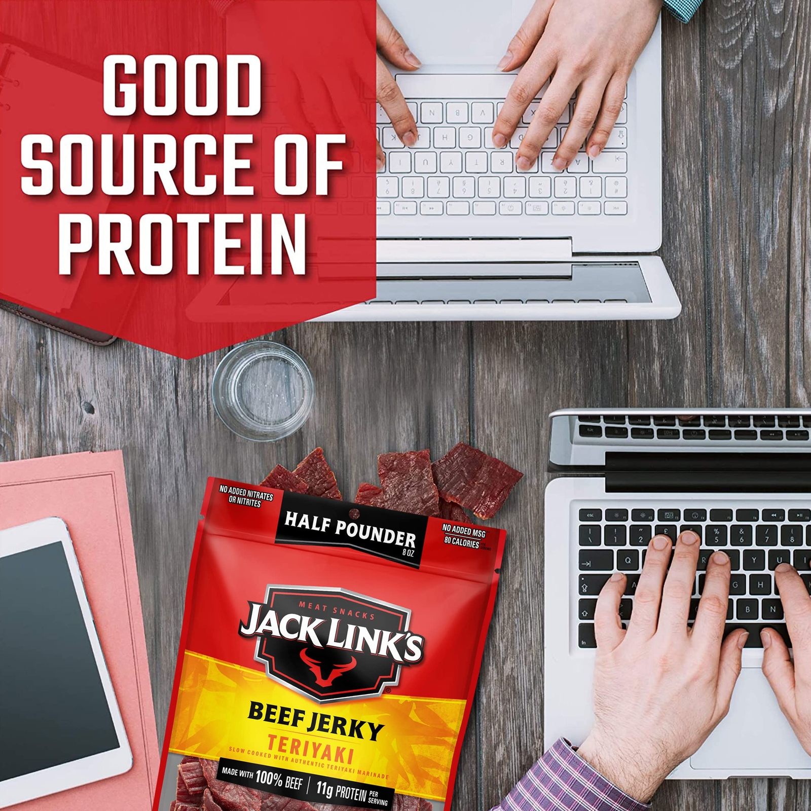 Jack Link’s Beef Jerky Teriyaki ½ Pounder Flavorful Meat Snack No Added MSG