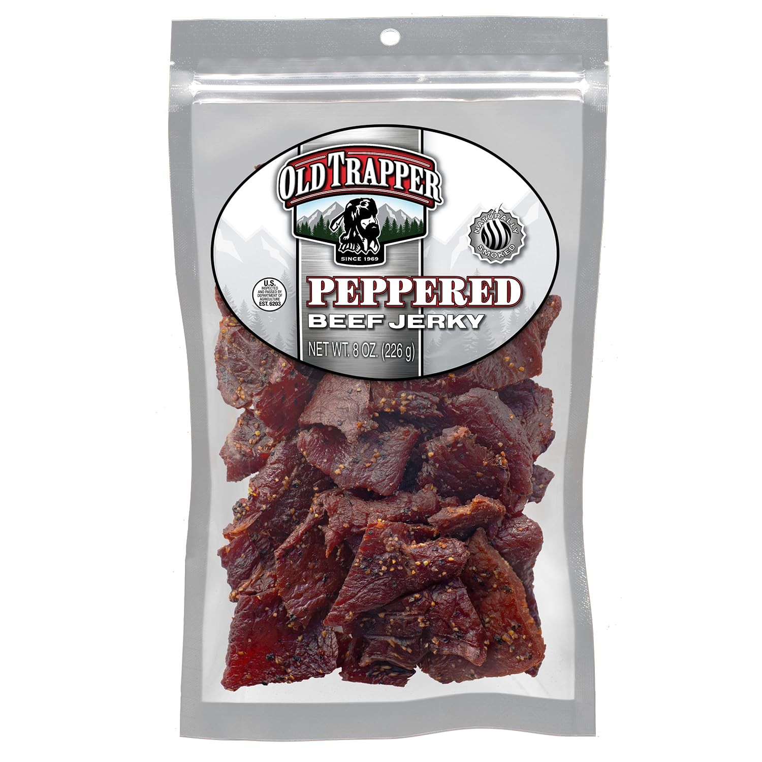 Old Trapper Beef Jerky, Peppered 8 Ounce Pack, Spicy Meat 8 (Pack of 1)