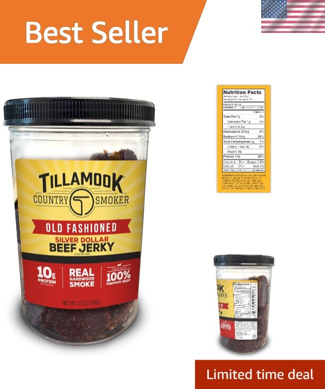 Real Hardwood Smoked Silver Dollar Beef Jerky – 13Oz Delicious On-the-Go Snack