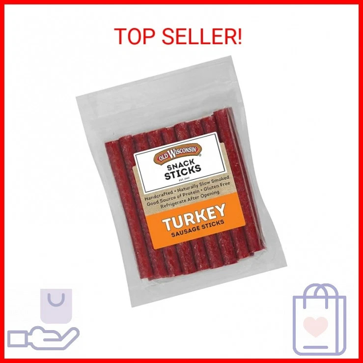 Old Wisconsin Turkey Sausage Snack Sticks, Naturally Smoked, Ready to Eat, High