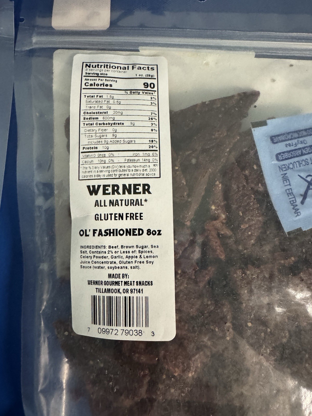 (2) Werner Ol’ Fashioned Beef Jerky 8oz. Bags Bulk Lot BB: 01/2027