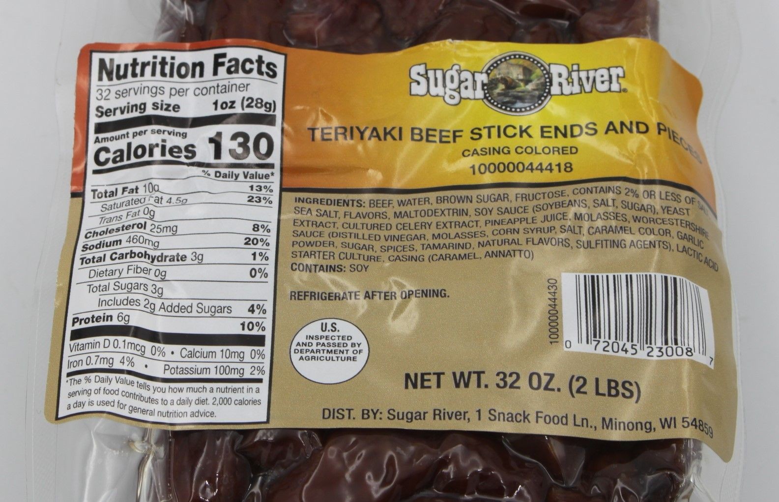 Sugar River Teriyaki Beef Stick Ends & Pieces 32 oz (2 lb) Snack Pack BB 03/2027