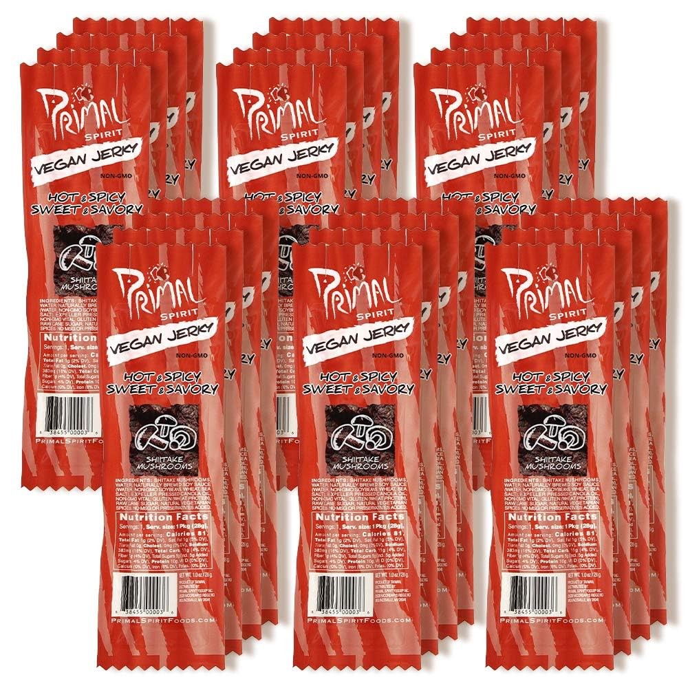 Primal Spirit Vegan Jerky “SHIITAKE MUSHROOM” – “Classic Flavor” – Hot & Spic…