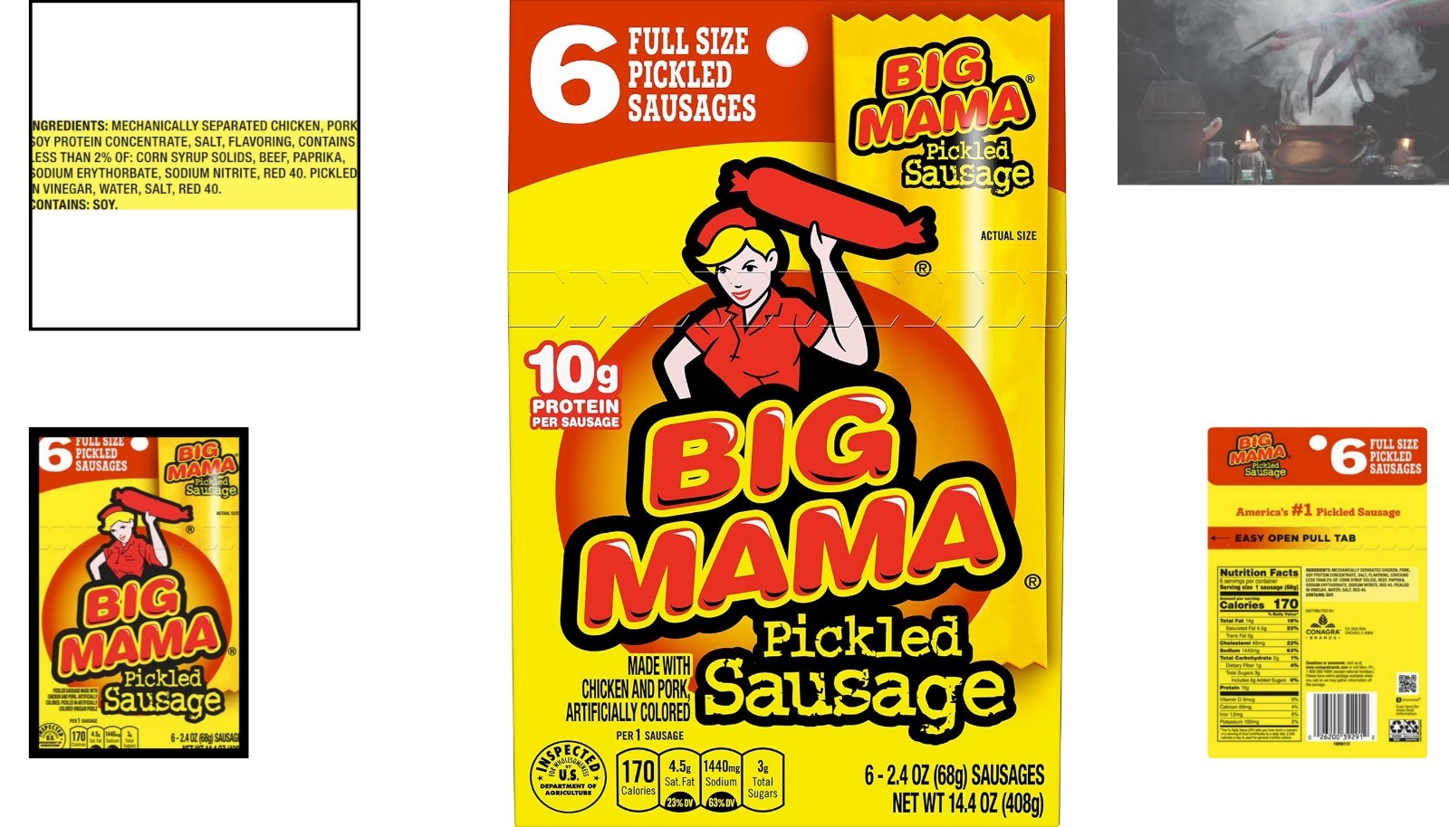 Big Mama 6 Pack Pickled Sausages – Delicious 2.4 Oz Snacks for a Low Carb Diet