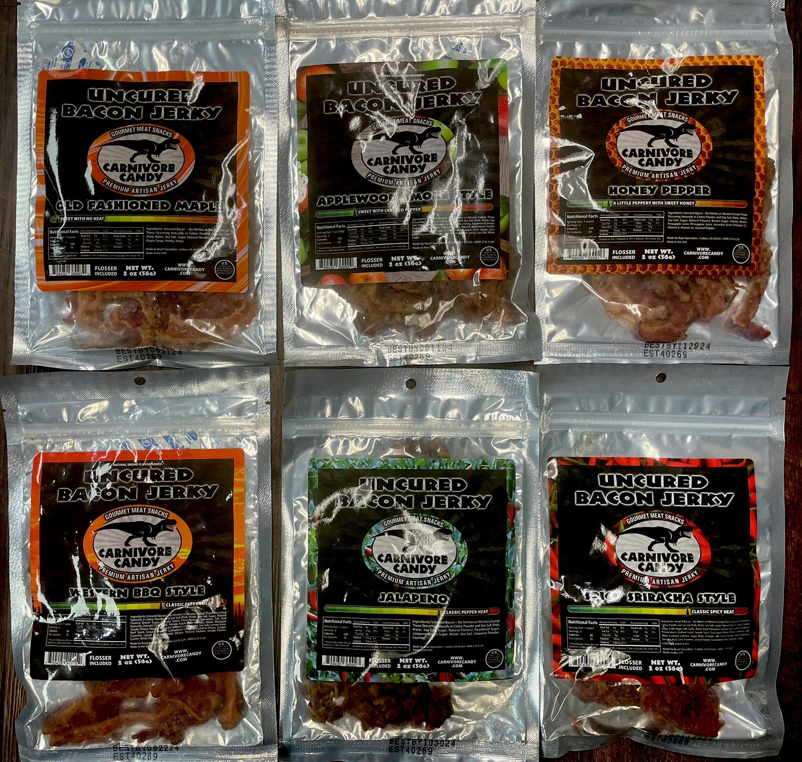 Bacon Jerky 2oz Carnivore Candy, Choose your FLAVOR