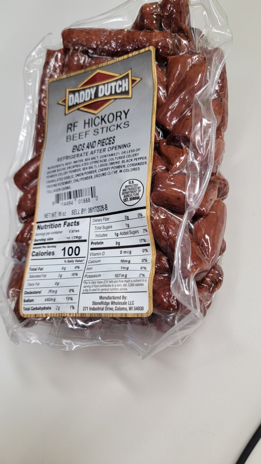 Beef Sticks 1 pound Vacuum Sealed Pack