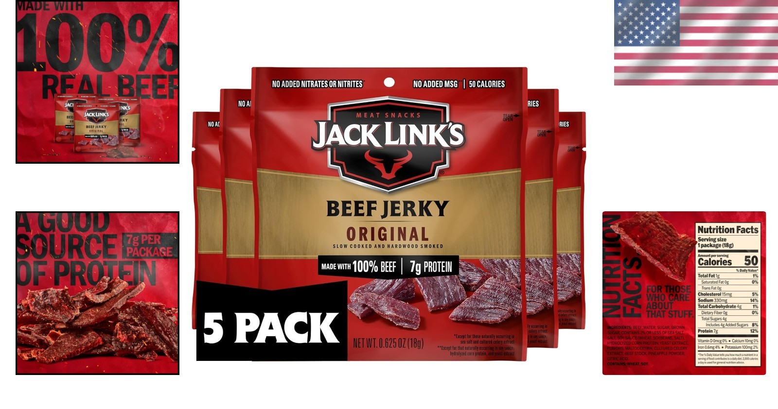 Savory 5-Pack Beef Jerky – Ready-to-Eat Protein with 7g Per Serving