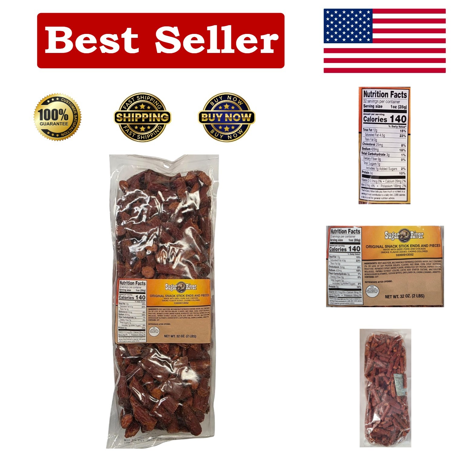 Snack Stick Ends & Pieces – 2lbs of Savory Goodness, Not Vacuum Sealed
