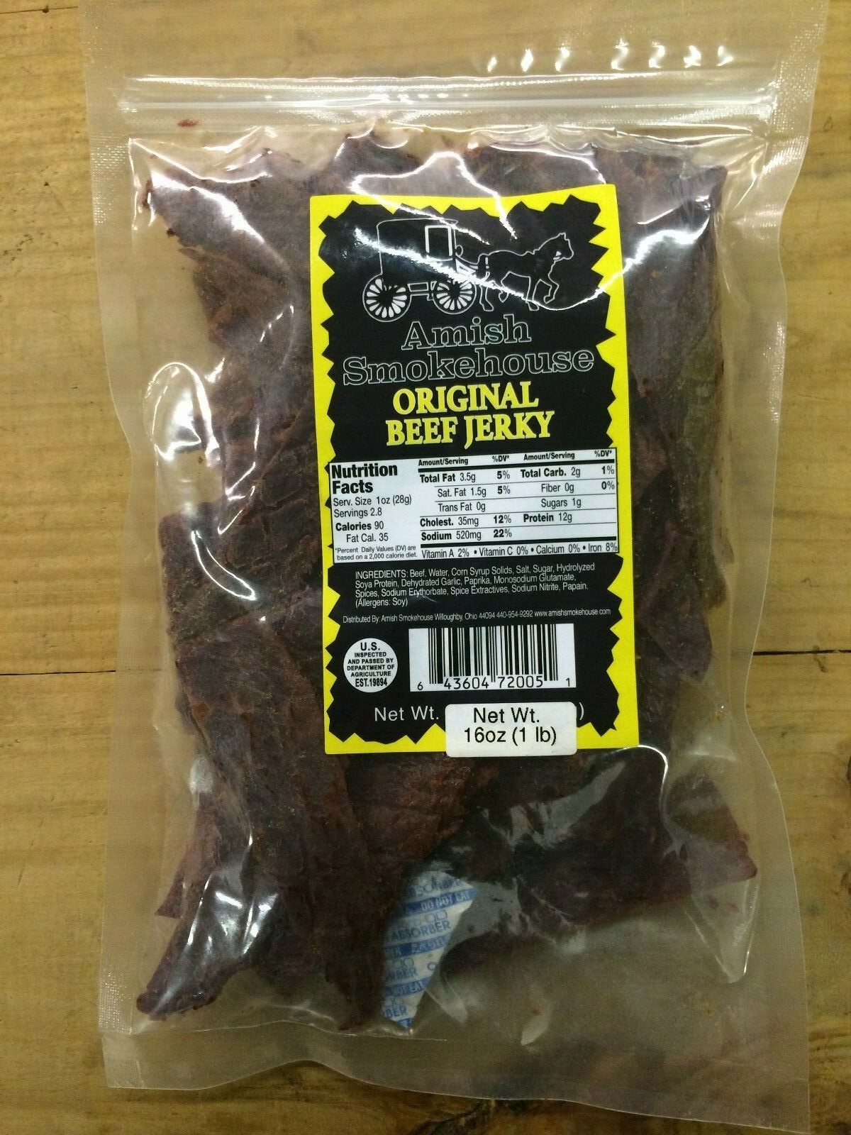Amish Smokehouse Beef Jerky, 16oz Bulk Bag, Original Mild