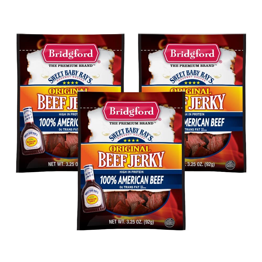 Bridgford Beef Jerky, Sweet Baby Ray’s Original, 3.25 Ounce (Pack of 3)