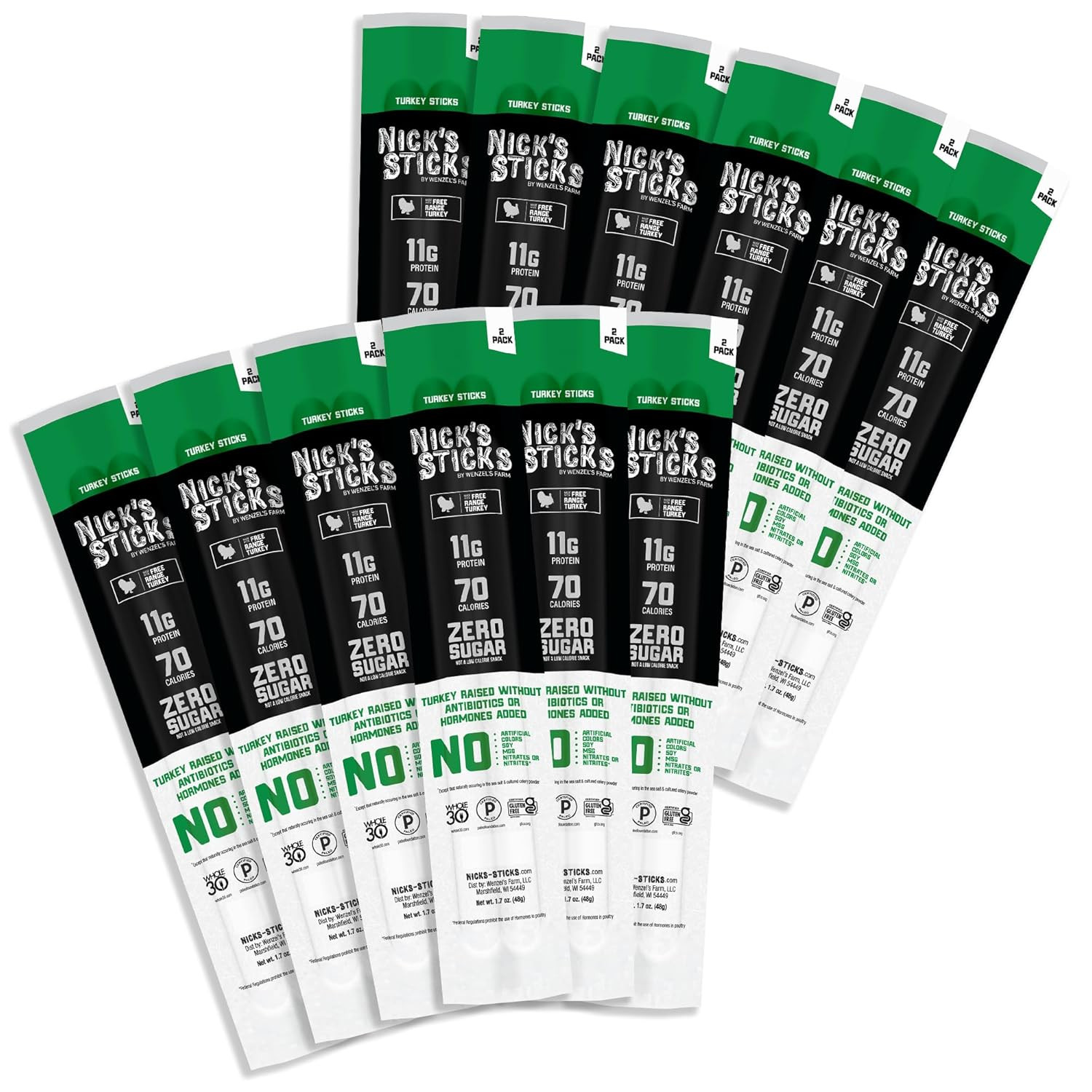 Nick’s Sticks Clean & Balanced Free Range Turkey Snack Sticks | Made in the USA