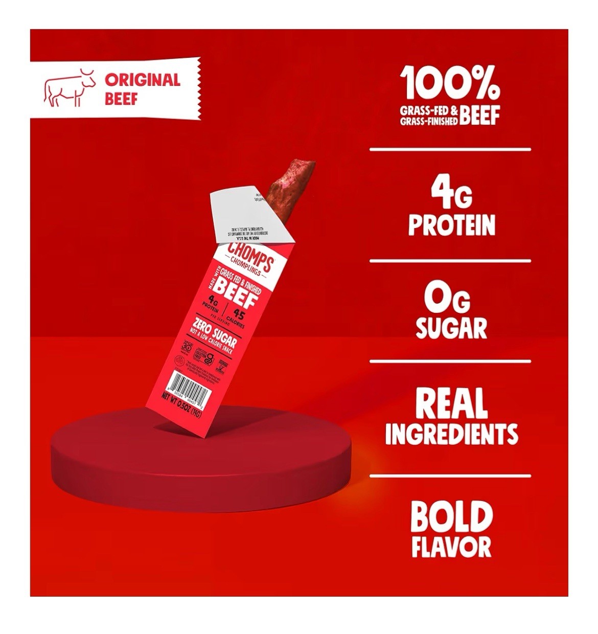(60 Sticks) Chomps Original Beef Jerky Chomplings Meat Sticks ($50+ Value!)