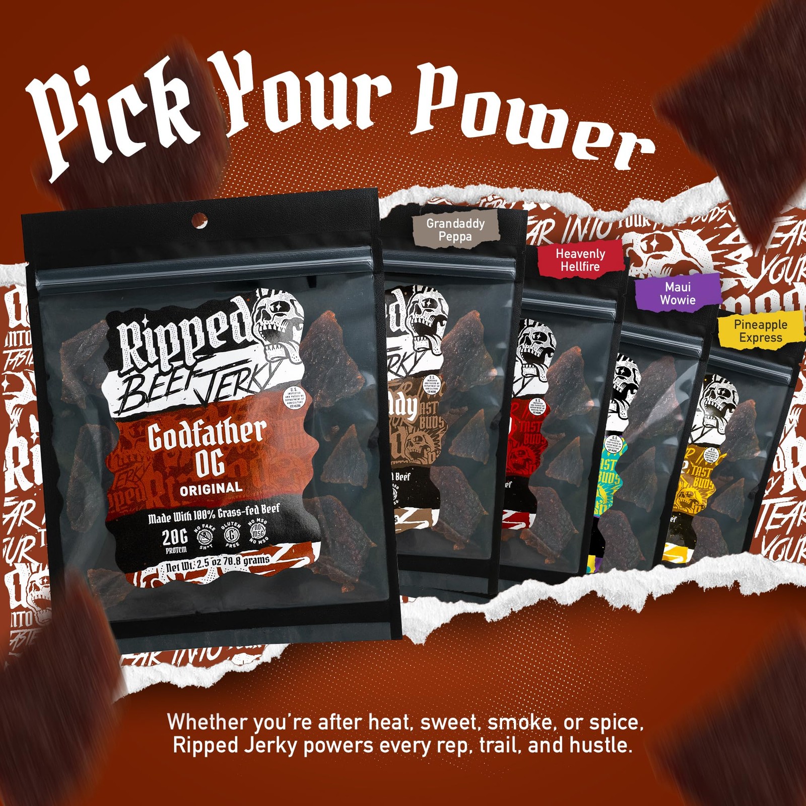 Ripped Beef Jerky – 100 Grass Fed Beef, 20g Protein, Real Ingredients, Gluten…