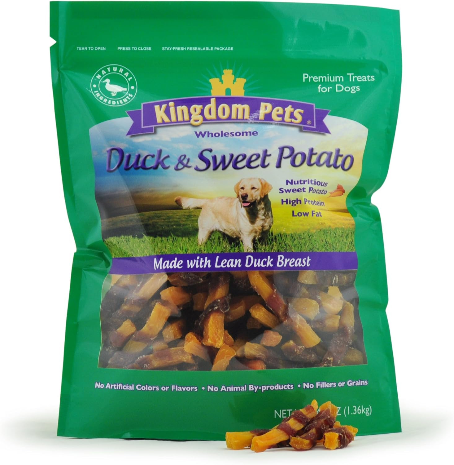 Duck Jerky & Sweet Potato Dog Treats with Only 4 Ingredients and No Fillers, 3 P