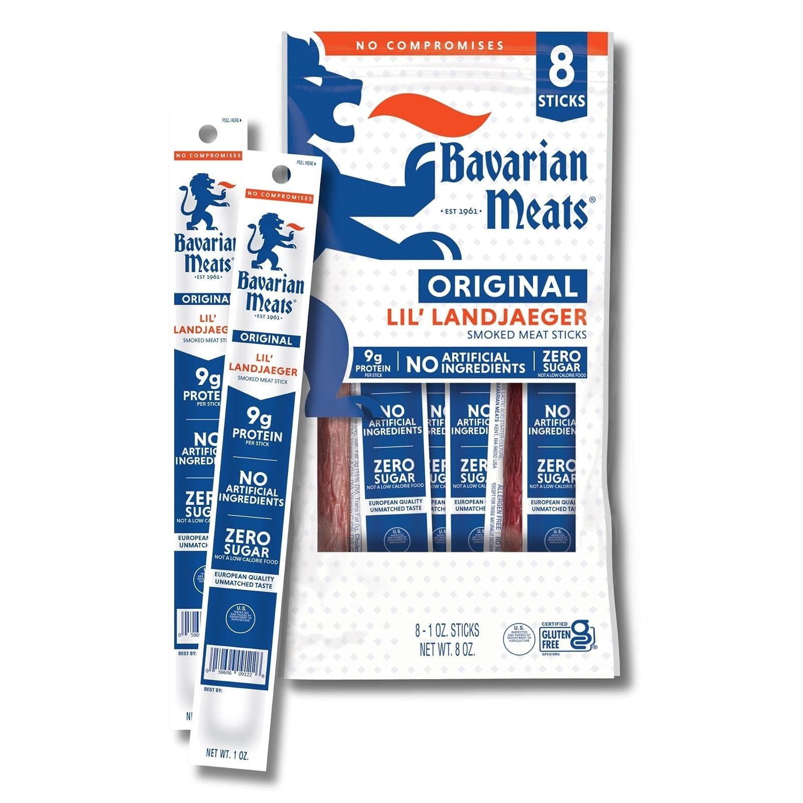 Lil’ Landjaeger Meat Sticks – Smoked Sausage Protein Snacks – 10 Pack
