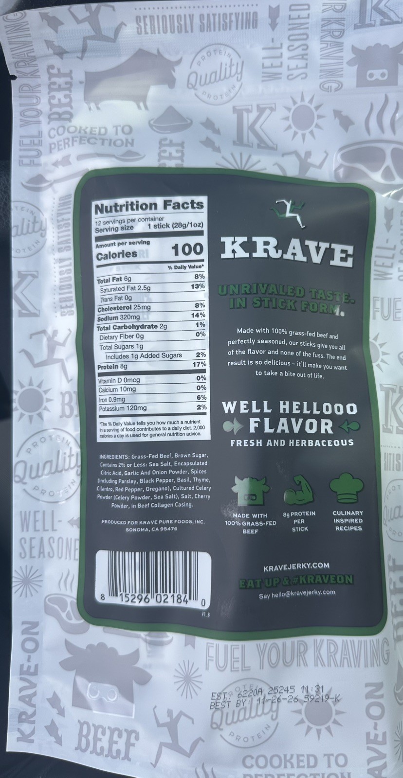 Krave Beef Sticks, Chimichurri, 1 Ounce (Pack of 12)