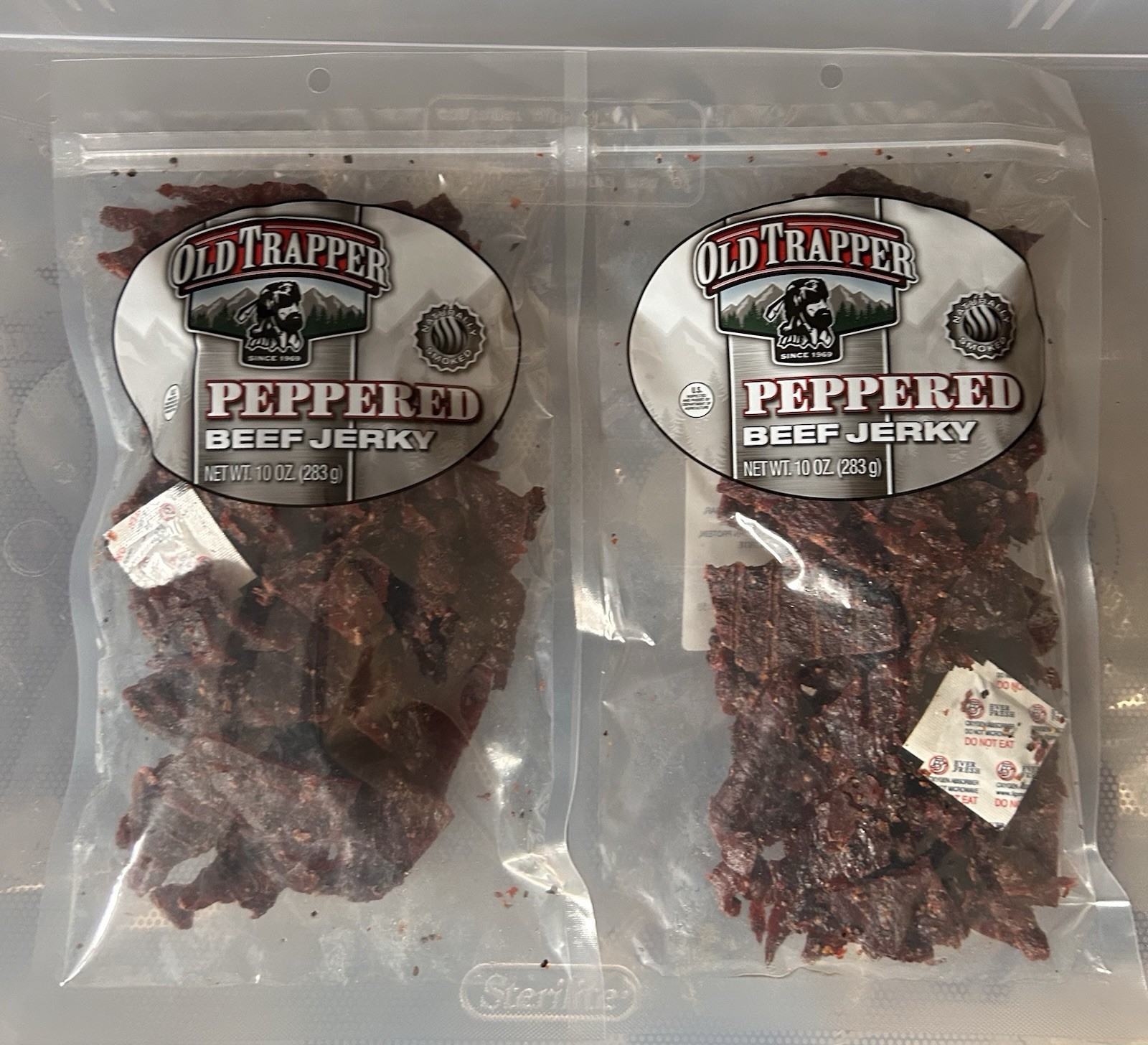 Lot Of [2] Old Trapper Peppered Beef Jerky, 10oz Bags, Exp 01/2027, 06/27, 07/27