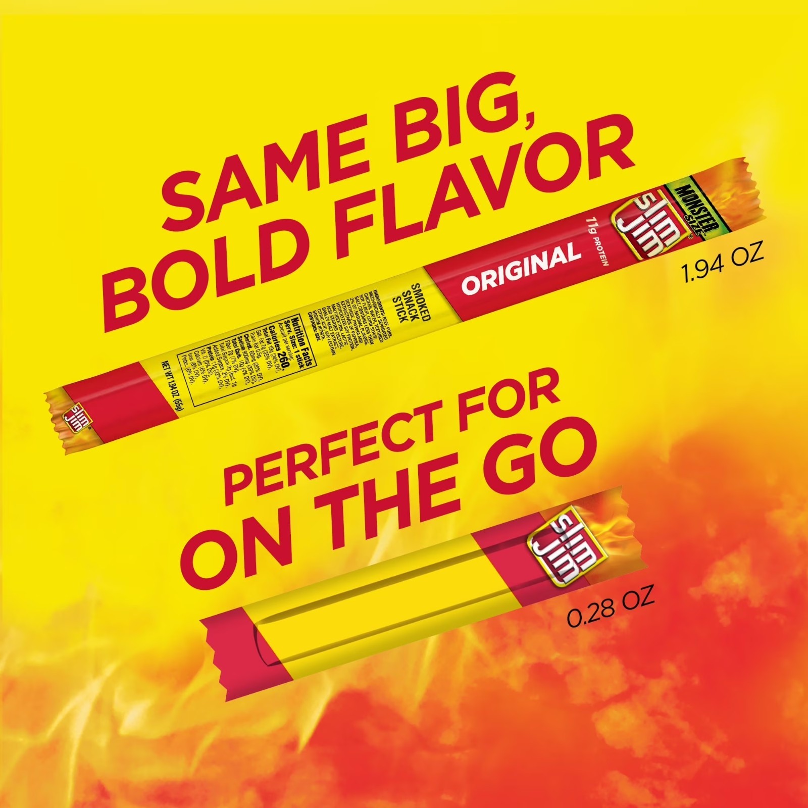 Slim Jim Smoked Meat Sticks,Original Flavor,6g Protein Per Serving,0.28 oz,46 Ct