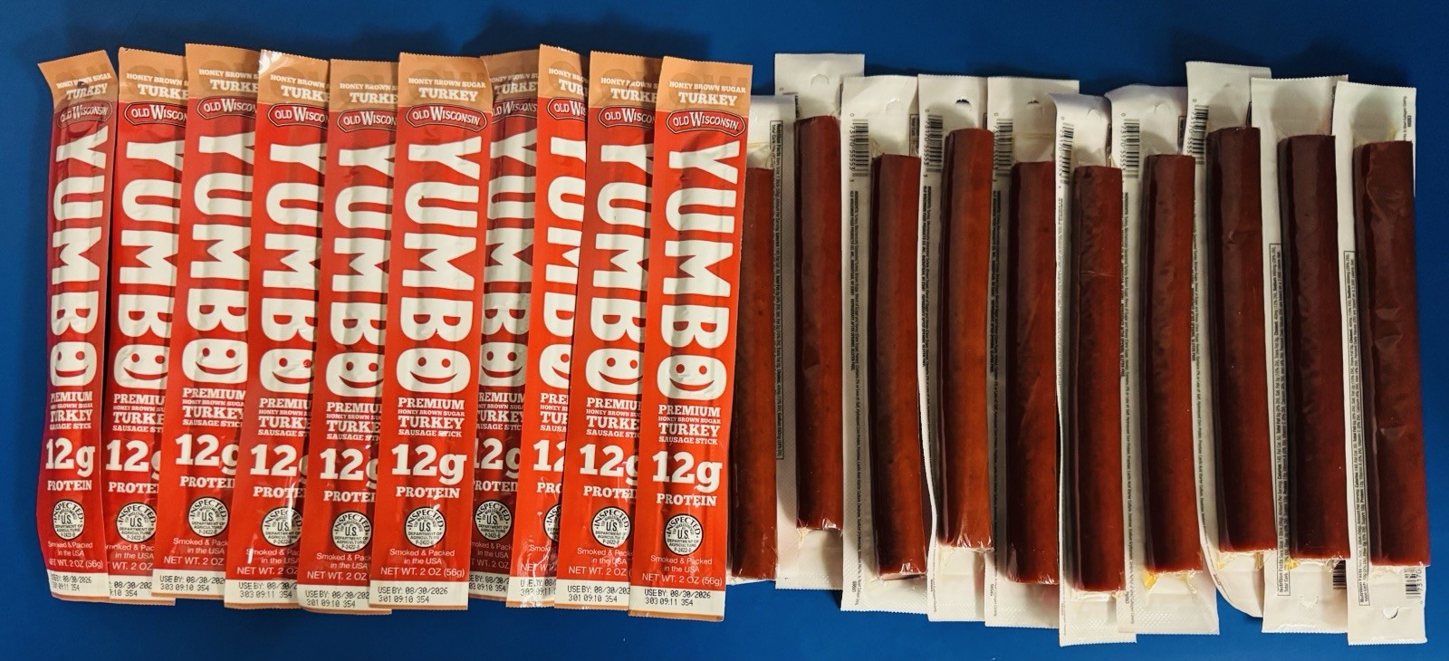 (20) Old Wisconsin Yumbo Honey Brown Sugar Turkey Sausage Sticks 2oz. BB: 12/26