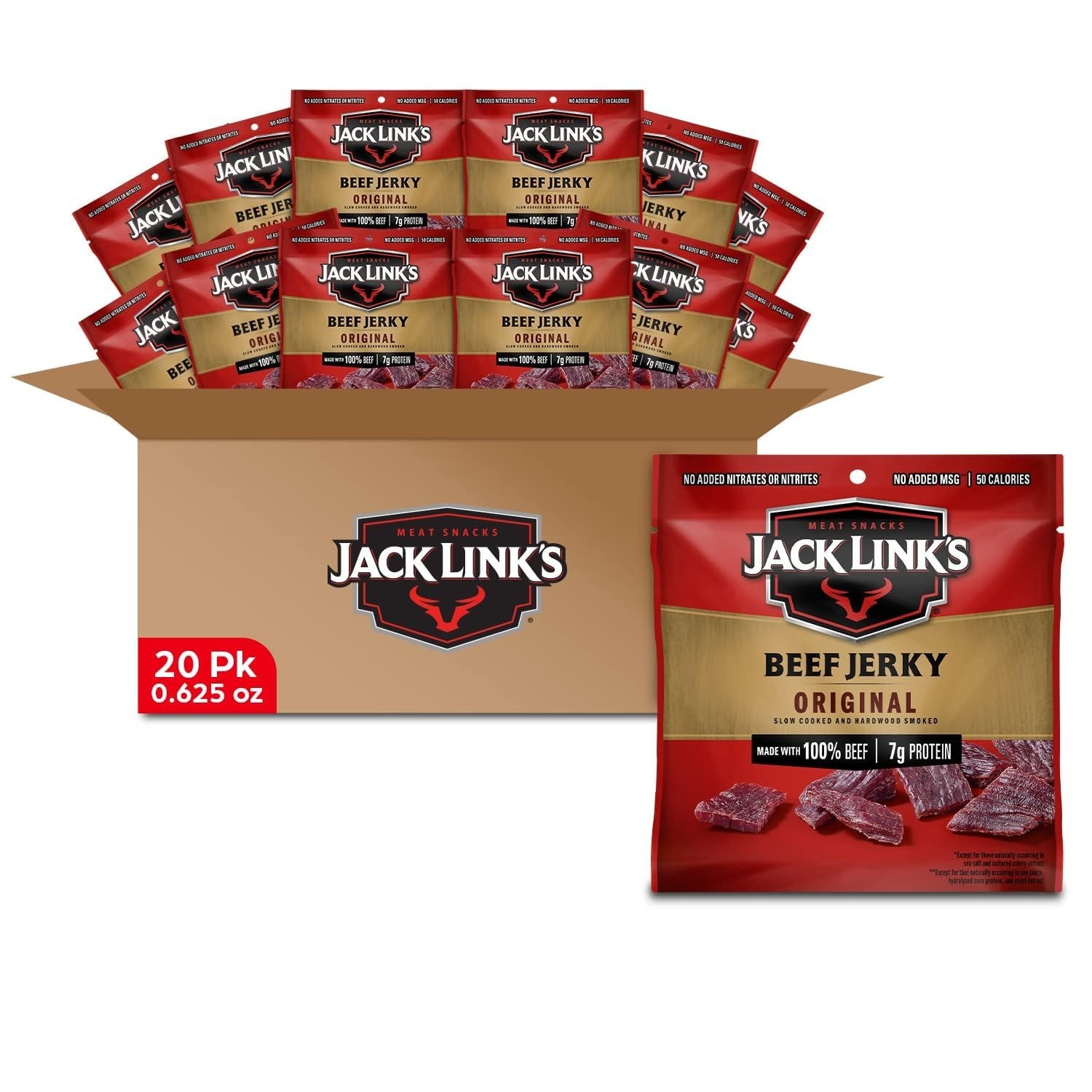 Jack Link’s Beef Jerky Multipack – Original – Made with 100% Real Beef – Ready